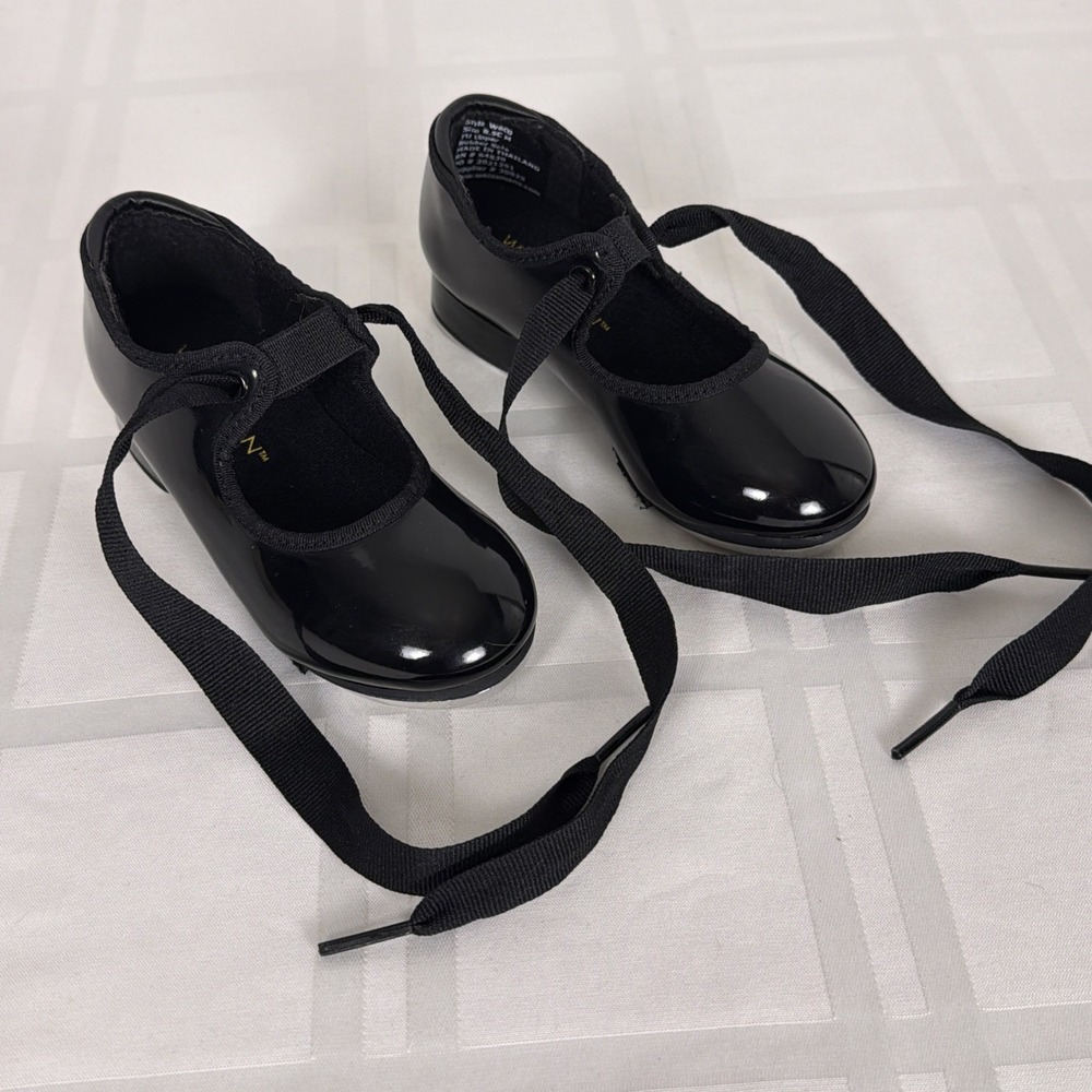Weissman Ribbonette‎ Tap Shoes - Girls size 8.5 Black